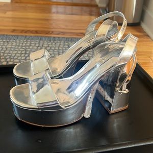 Larroude Dolly Sandal in Silver Specchio